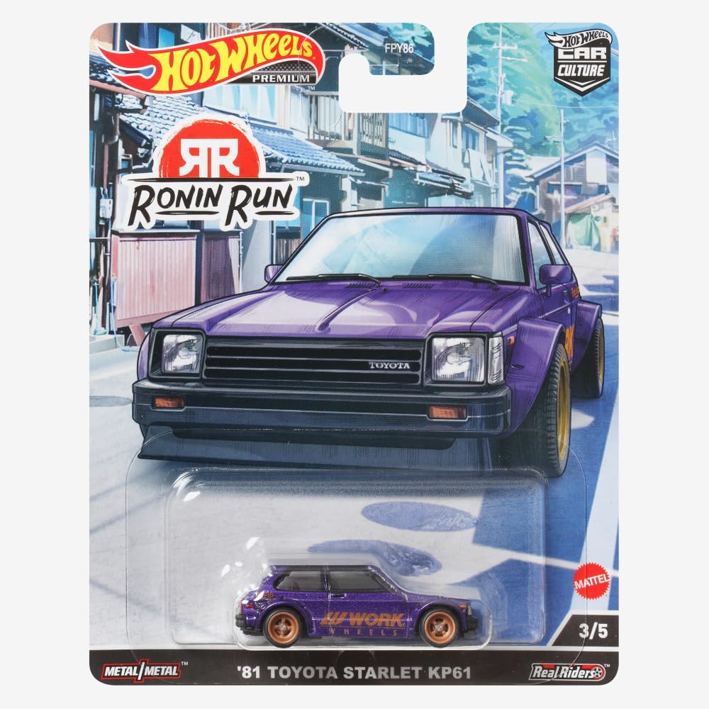 Hot Wheels Car Culture Ronin Run - '81 Toyota Starlet KP61 (Ages 3 and up) HCK11 Purple 1/64 Scale Model