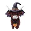 Highland Cow Resin Figurine Halloween Christmas Highland Cattle Cat Statue Animal Sculpture Holiday Party Decoration Ornament
