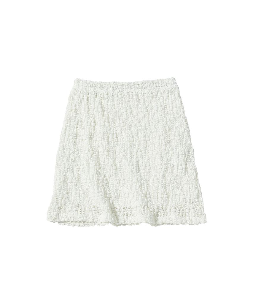 Comoni Nose W Flower Knit Mini Skirt [Cream]
