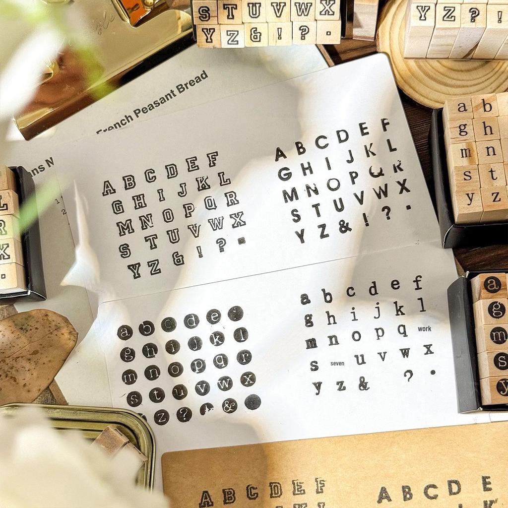 Yuezhen Wooden English Uppercase/Lowercase Stamps for DIY Journals