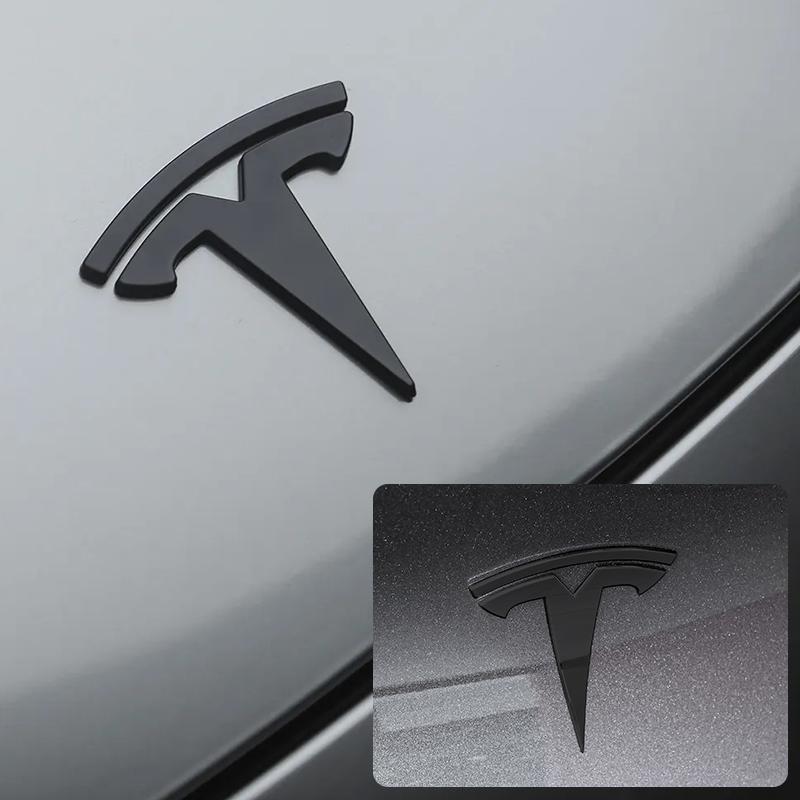 ZQEZ5 Tesla Car Front Emblem Rear Trunk Emblem Sticke for Model 3 Mode Y metal logo replacement rear and rear logos blackening