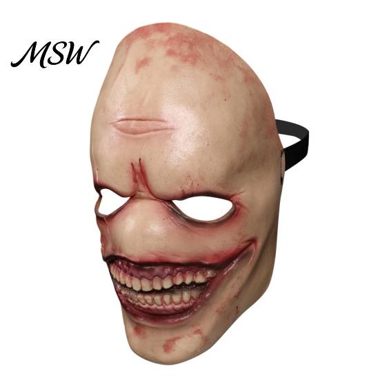 Clown Costume Mask Halloween Smiling for Men, Scary Toothy Latex Horror Mask, Masquerade Party Cosplay Haunted House Creepy