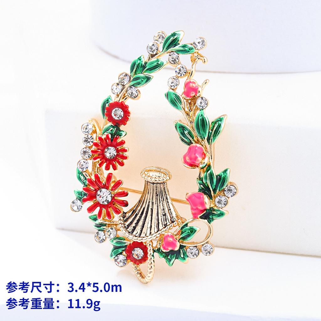 Vintage Fashion Brooch Niche High-End Sense Rhinestone Personalized Alloy Crown Corsage Bow Pin Accessories