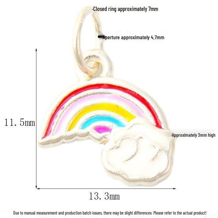 

Sterling Silver Rainbow & Cloud 3D Pendant Charm - Cute DIY Bracelet Accessory.