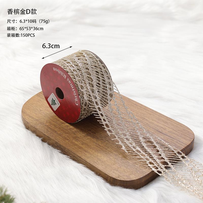 New Christmas Transparent Mesh Snowflake Ribbon Handmade Bowknot Props Gift Packaging Hanging Wall Hanging Interior Decoration