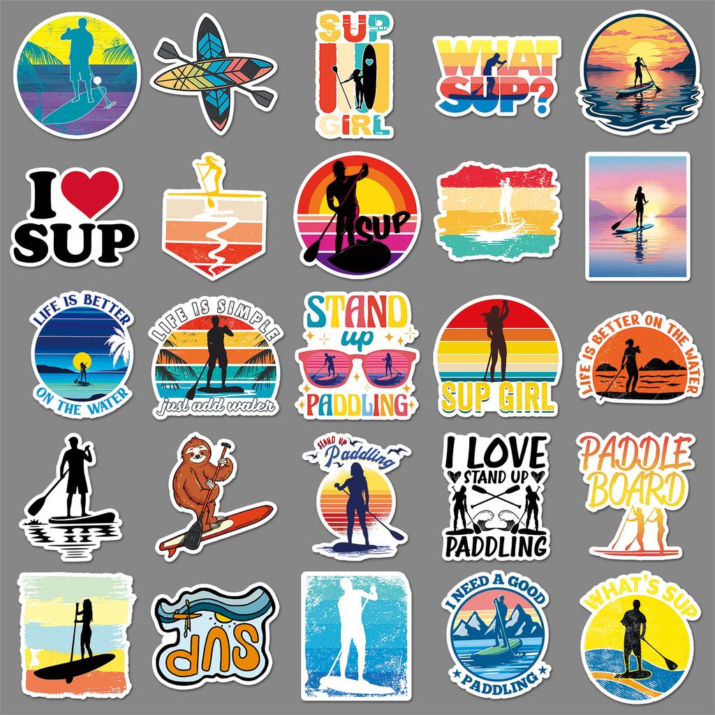 50 Standing Paddle Board Graffiti Stickers Personalized Creative Water Sports Decorative Laptop Stickers