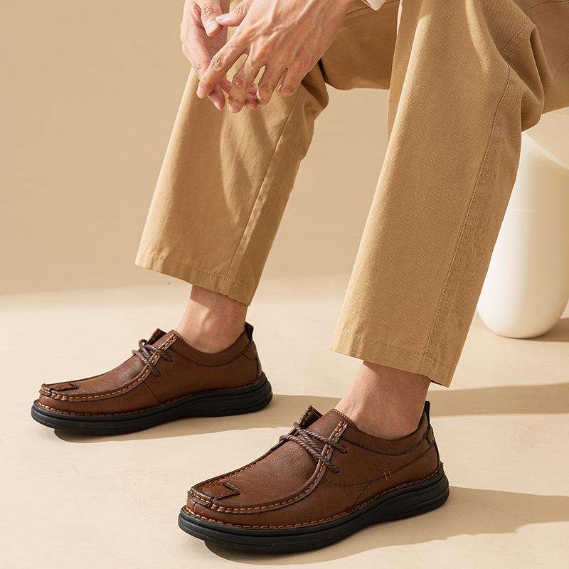 Men's Leather Shoes Lace Up Casual Sneakers Flats Walking Shoes
