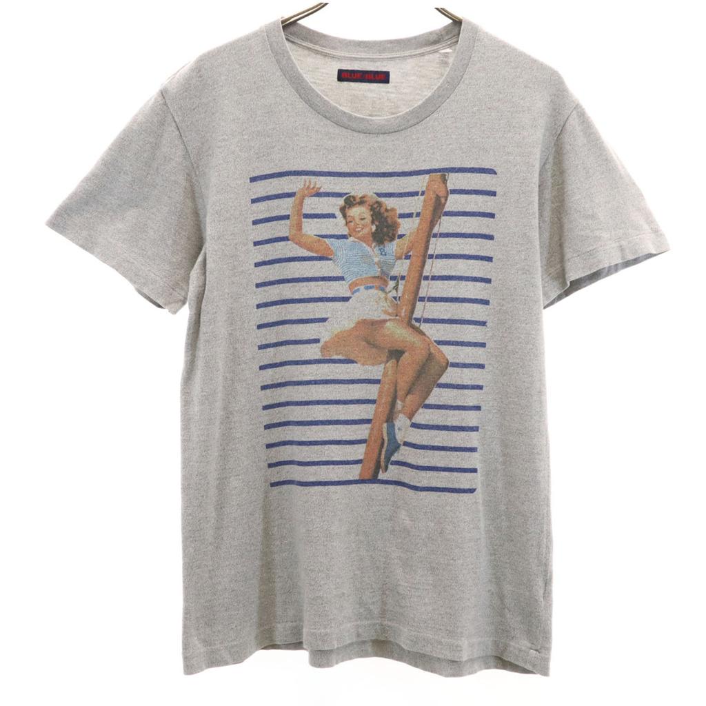 BLUE BLUE made in Japan pin up Short sleeve T-shirt 1 gray Men's Used