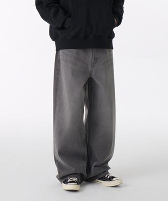 Extra Wide Denim Pants [Gray]