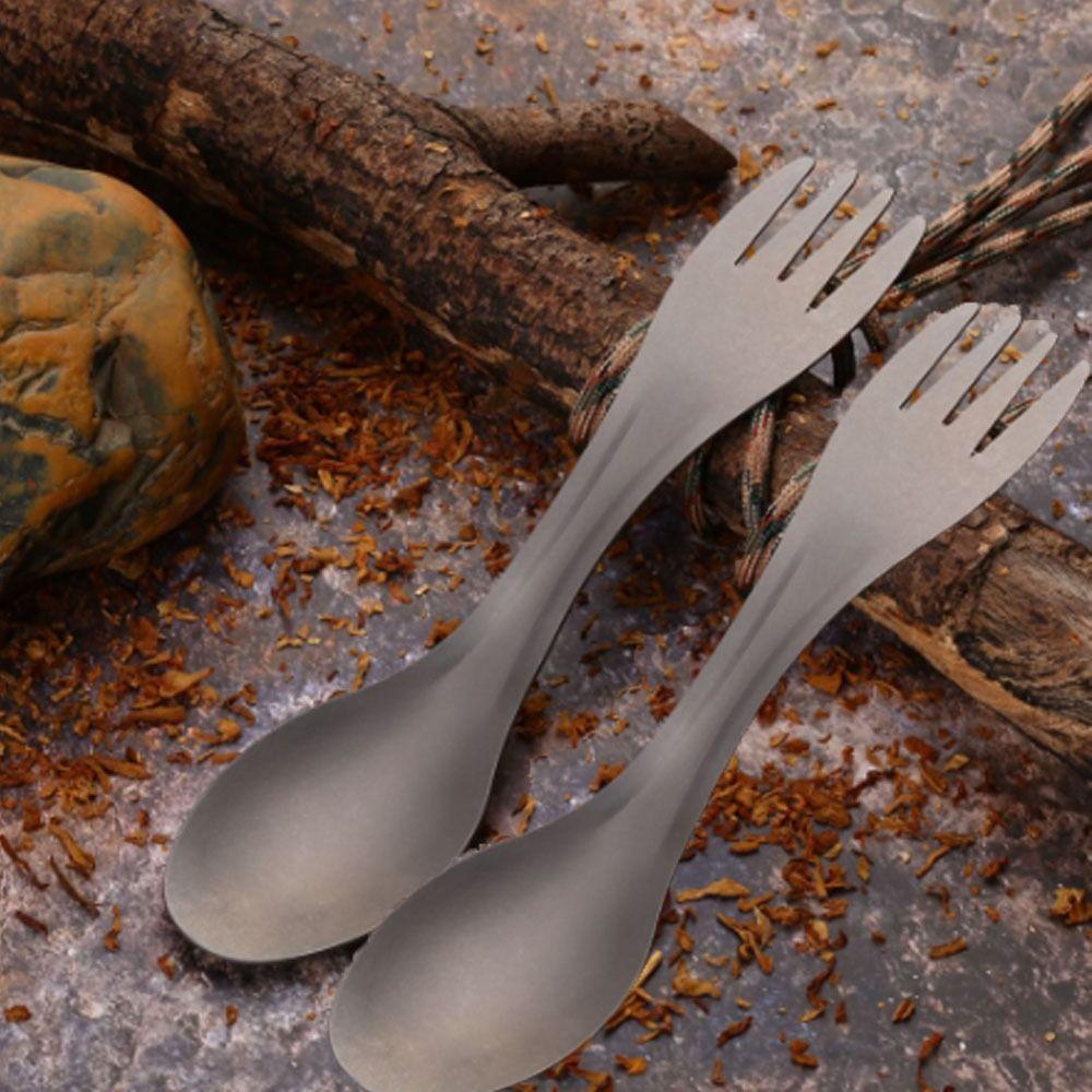 Portable 2 In 1 Spoon Fork Lightweight Camping Spoon Fork Multifunctional Spork  Outdoor Camping