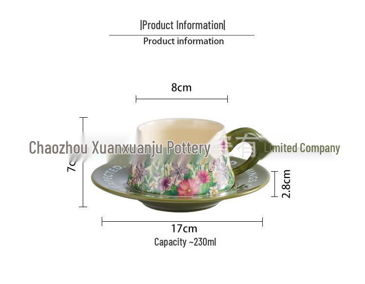 French Garden Luxury Coffee Cup & Saucer Gift Set: Elegant Mug with Saucer