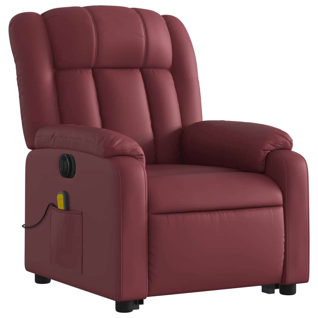 Vidaxl Reclining and Tilting Armchair with Massage, Electric, Burgundy