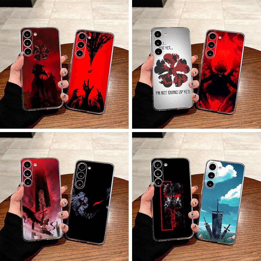 Hot anime-Black-C- Clover Clear Soft Silicone Phone Case for Samsung Galaxy A71, A70, A52, A51, A40, A30