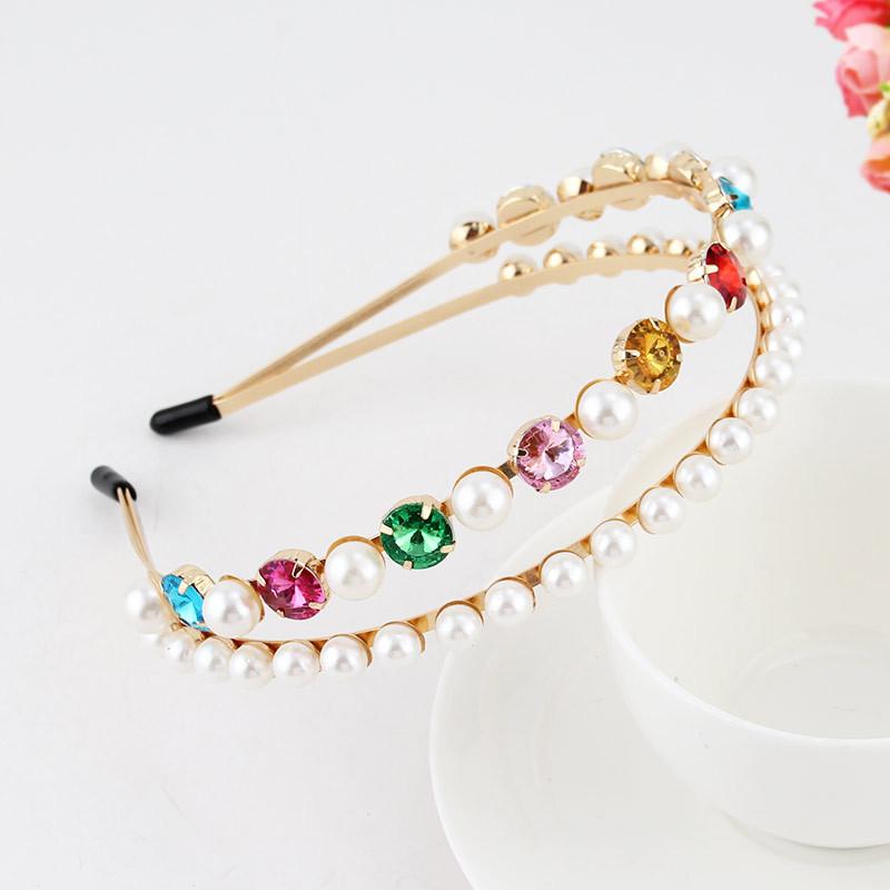 Baroque Colorful Rhinestone Headband Hair Hoop Women Hair Accessories New Shiny Fashion Crystal Flower Crown Head Wrap