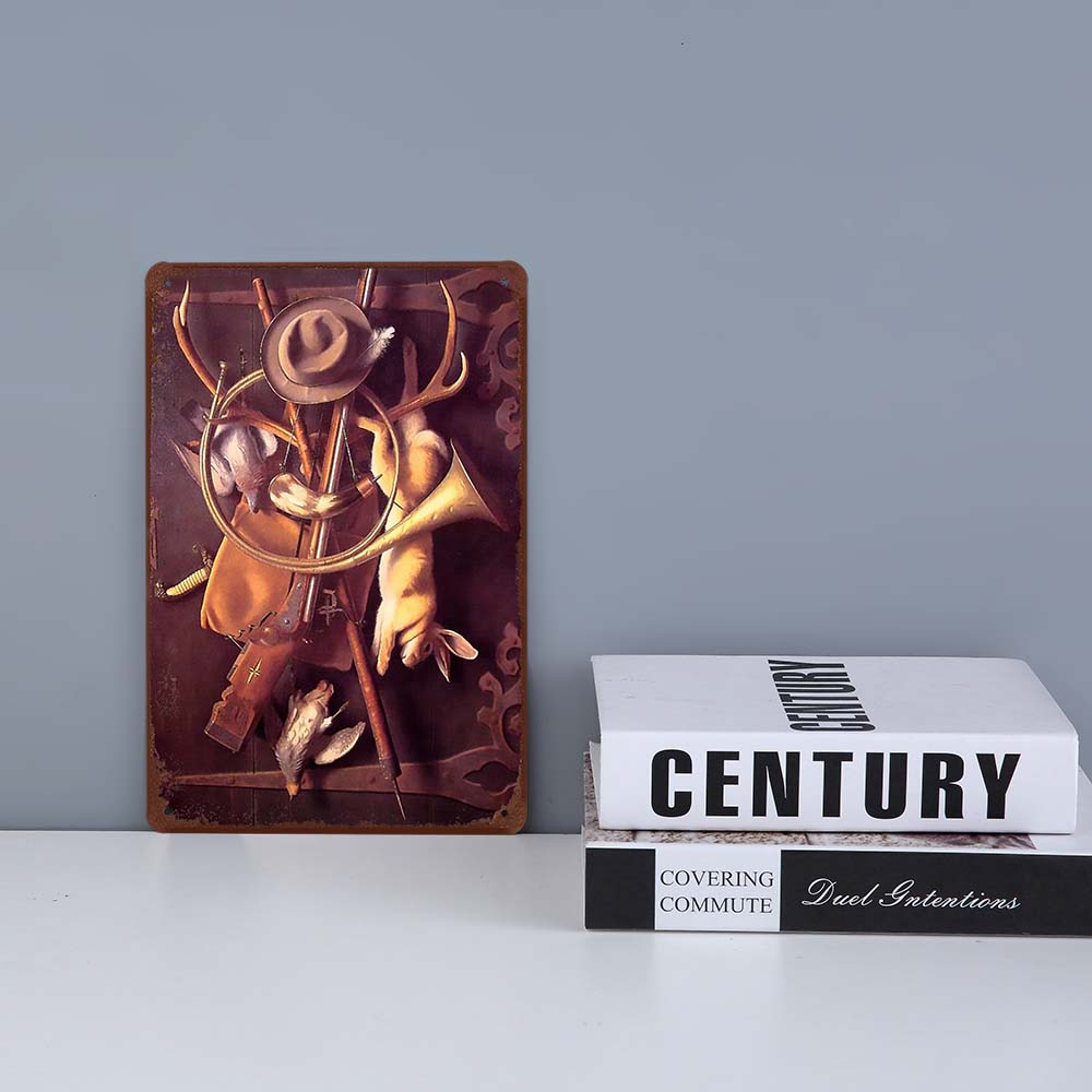 Jagd Metallschild Blechschild Retro Jäger Plakette Eisenmalerei Jagd Poster Geschäft Vintage Wandkunst Dekoration Heimschilder 20x30cm