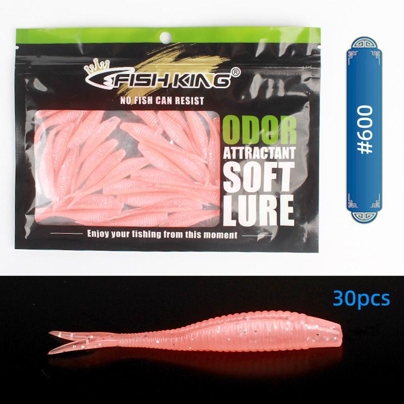 FTK 30pcs Threaded Scissor Tail Bait Artificial Bait, Soft Silicone Bait, Worm Jigging Plastic Bait