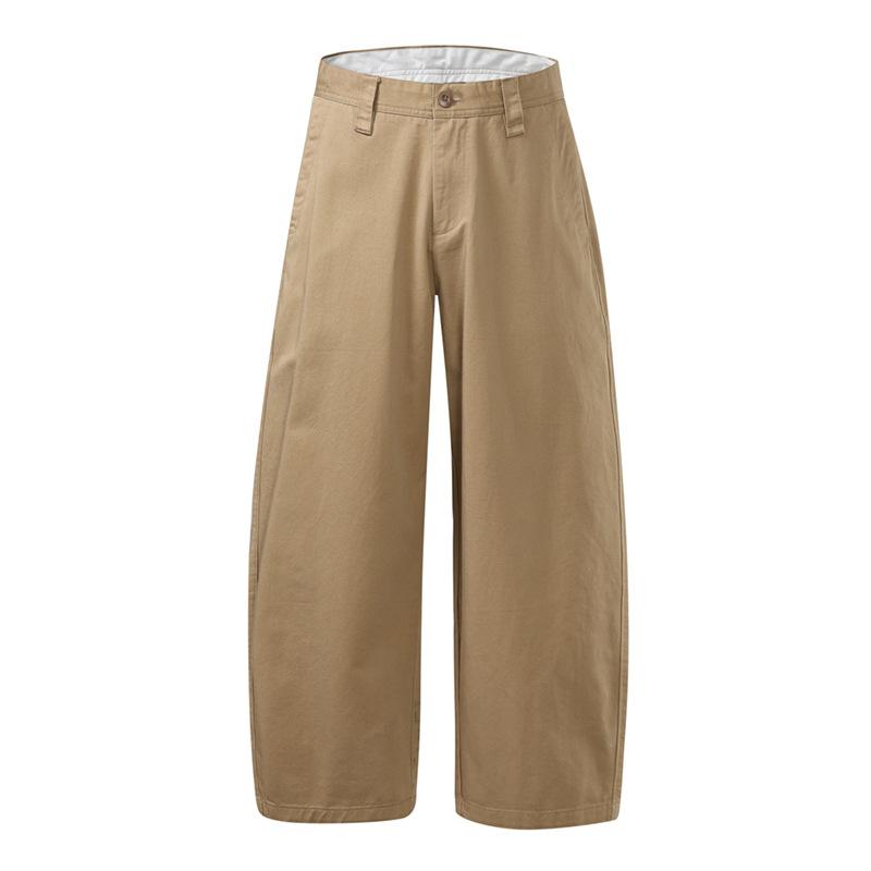 American retro pure cotton loose casual wide-leg pants men's drape straight solid color spring and autumn new mid-waist long pants