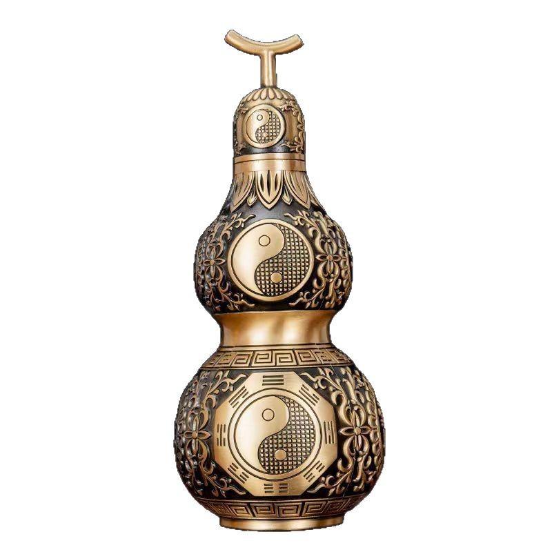 Copper Feng Shui Desktop Ornament Eight Trigrams Gourd Hanging Open Lid Hollow Living Room Decoration Fortune A