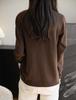 2025 A/W Women's Color Block Knit Cardigan - Fake Two-Piece, Round Neck, Long Sleeve, Loose Fit Sweater Coat