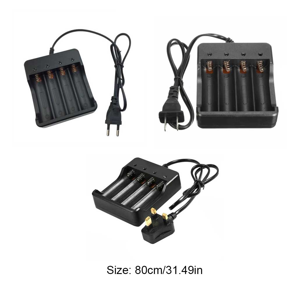 4 Slots Charger Li\-ion Battery 4\.2V EU/US/UK Plug Wired Indicator light Fashlight 4\*18650 batteries Charger Charging Cable