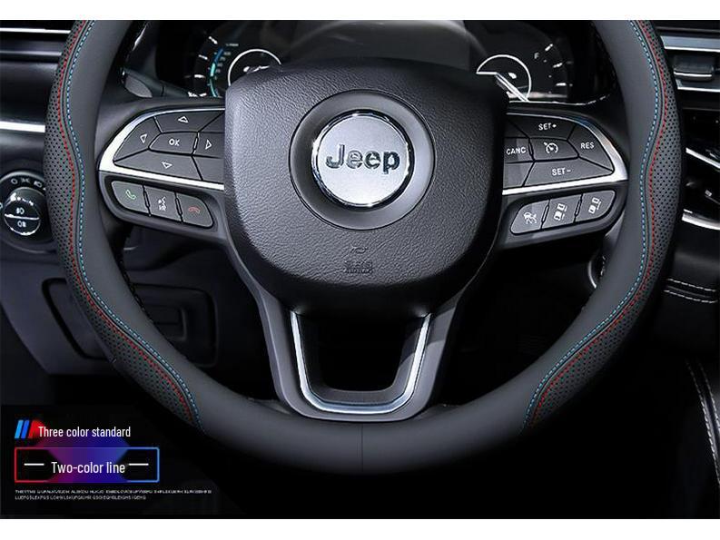 Genuine Leather Steering Wheel Covers for Jeep Compass, Cherokee, Renegade, Wrangler Handlebar.