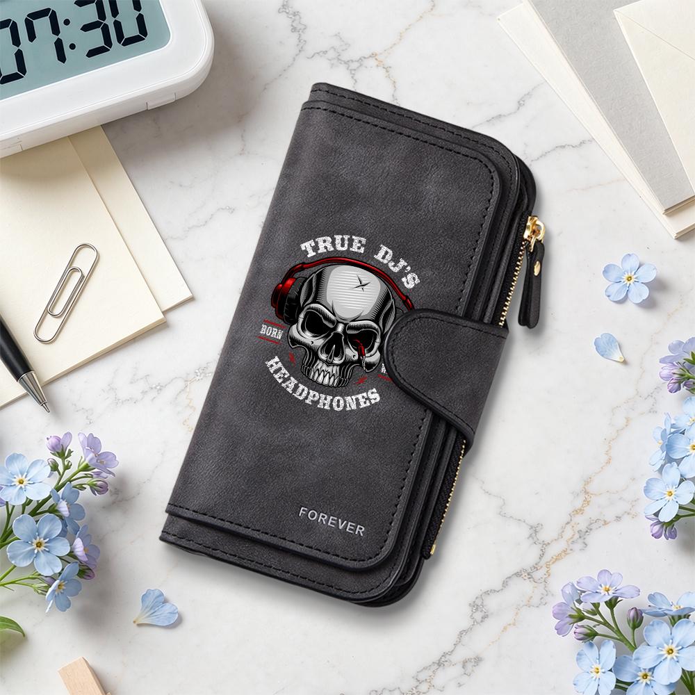 Trendy Skull Pattern Long Wallet Fashion Multi Slot Portable Purse For Daily Use