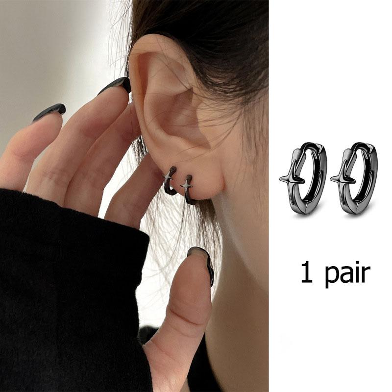 VENTFILLE 925 Sterling Copper Chunky Hoop Earrings for Women Geometric Circle Punk Ear Zircon Party Gifts 2023 New Dropshipping