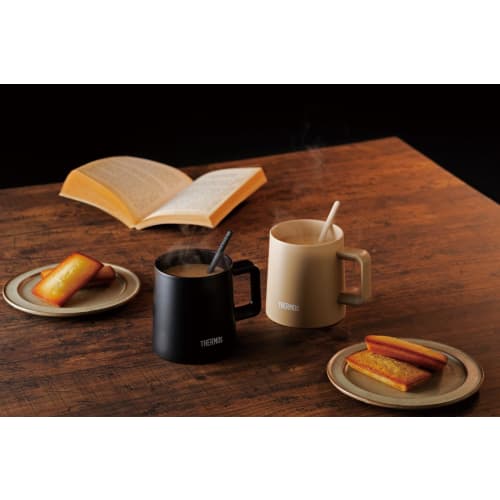 Thermos Vacuum Insulated Mug, 350ml, Black, Dishwasher Safe, Ceramic Processed Inside to Prevent Dirt, Coffee Cup with Stirrer JDZ-350 BK