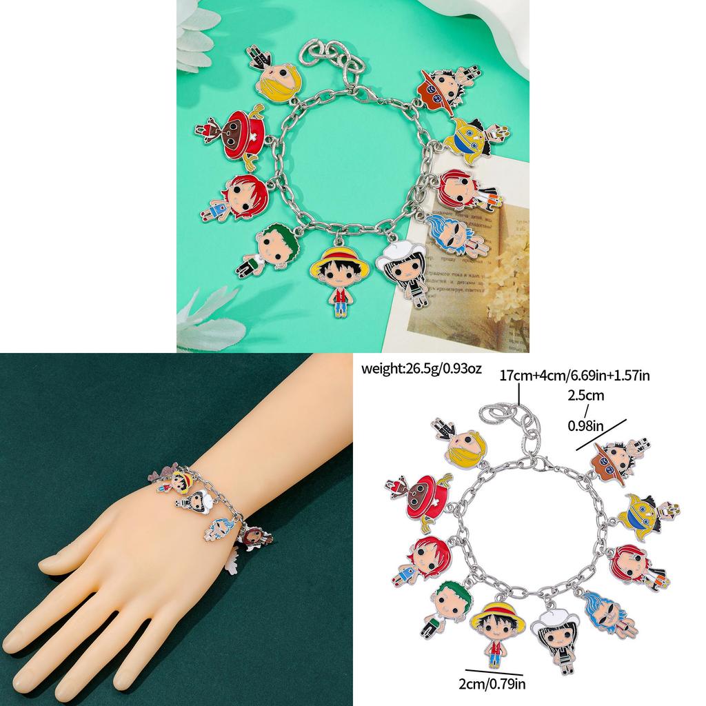 Einteilige Handkette mit Cartoon-Motiven von Luffy, Ace, Chopper aus Zamak-Legierung für Unisex-Geschenk