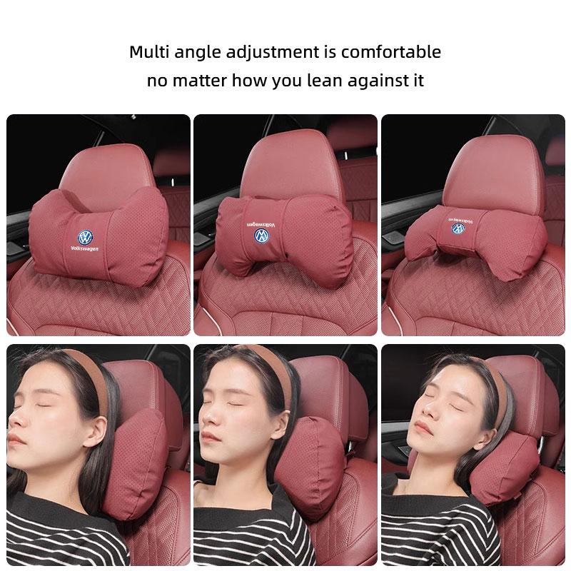 Car Seat Headrest Suede Soft Cotton Pillow Core Neck Pillow For VW Golf Amarok T5 Phaeton GTI Teramont ID3 Car Interior Keychain Zr4