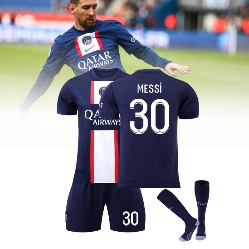 Paris Home Jersey Set Messi 30 Mbappe 7 Neymar 10 Polyester Soccer Kit