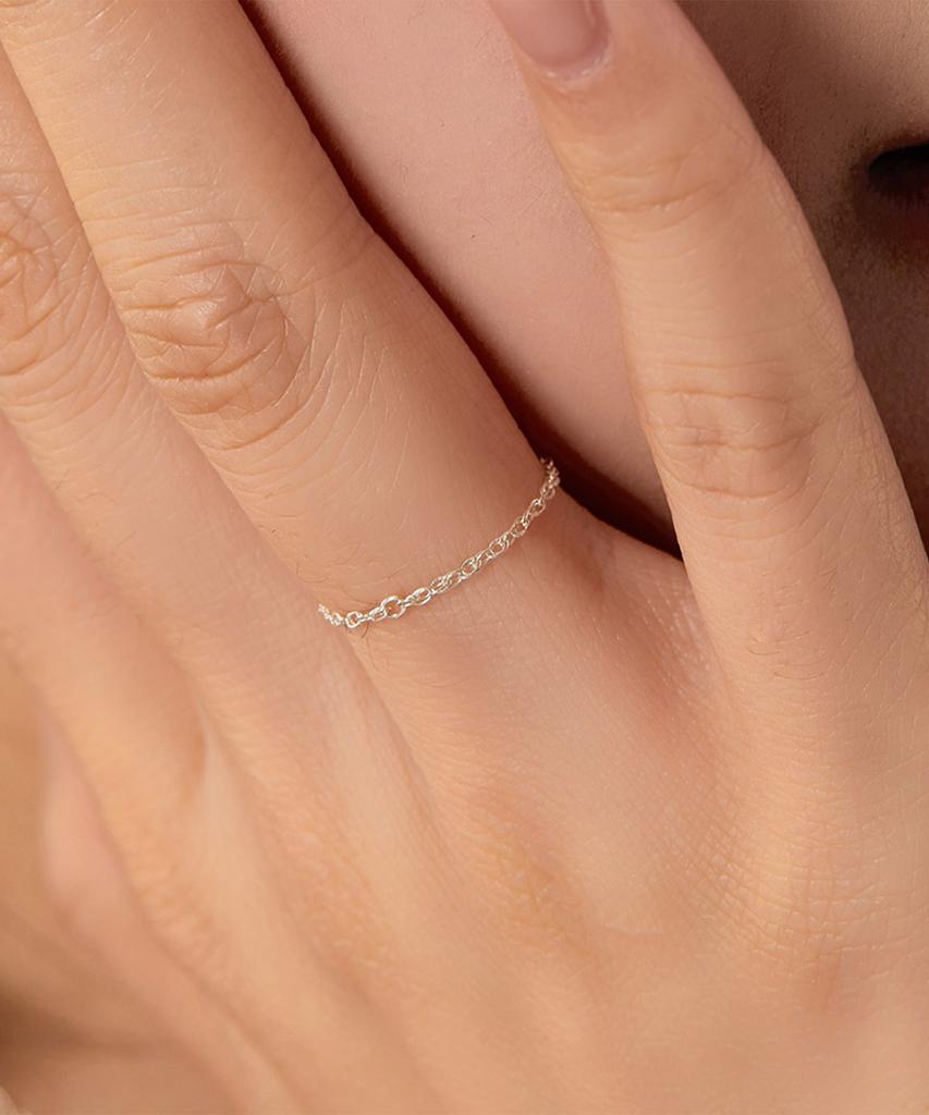 Helene Jewelry 925 Silver Rope Style Chain Silver Ring (Type A)