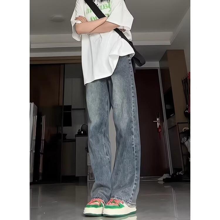 Women's 2025 Retro High Street Jeans: Fleece-Lined Straight, Narrow & Wide Leg Options for Spring, Autumn, Winter