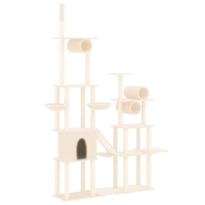 171615 vidaXL Arbre à chat avec griffoirs en sisal Crème 279 cm