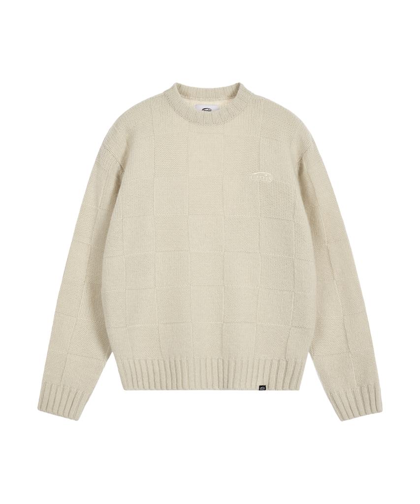 Imiseu Check Knitted Pullover-Ivory