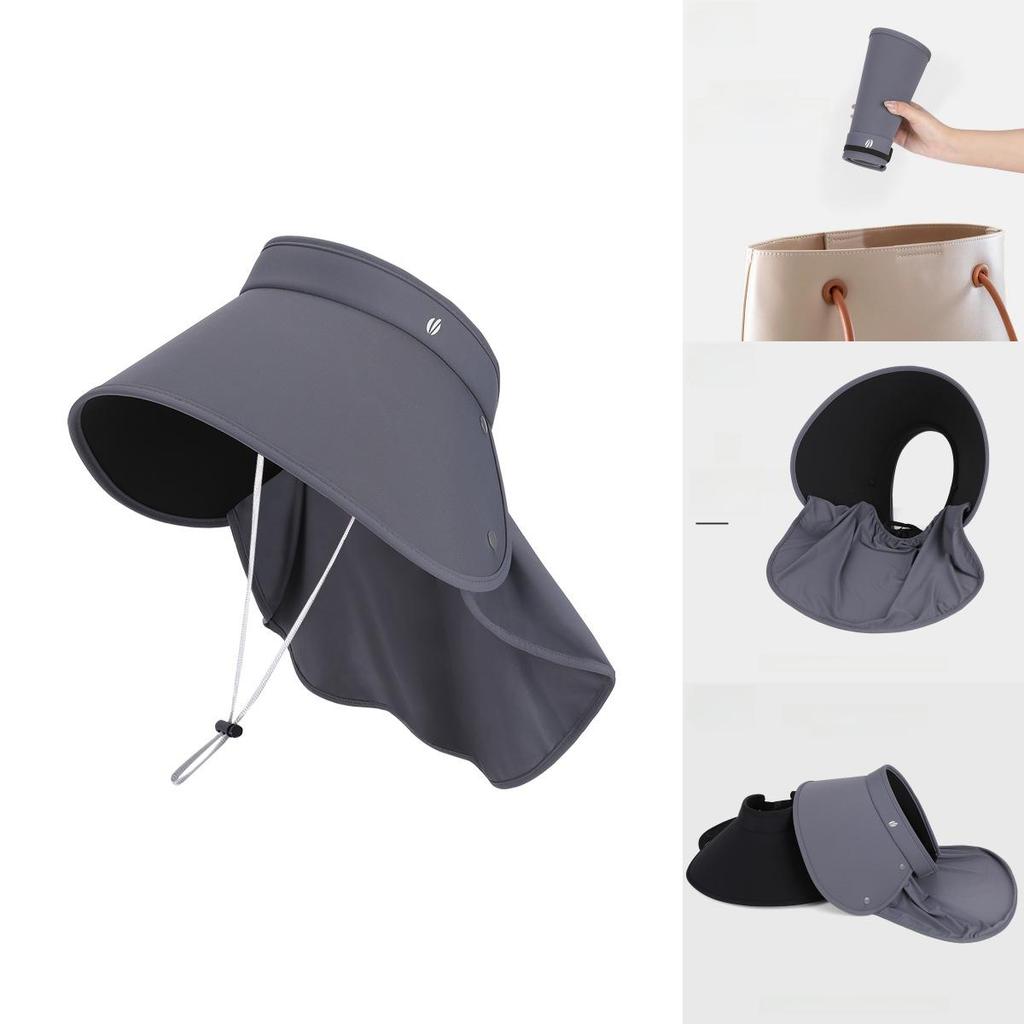 Summer Ice Silk Sun Hat With Wide Brim And Neck Protector For Outdoor Travel