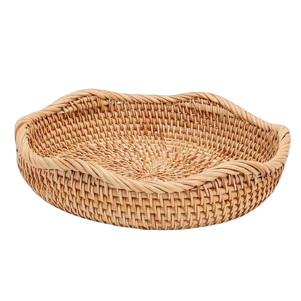   Basket Round Woven Storage Bowl Bread Fruit Serving Basket for Kitchen Dining Room Living Room