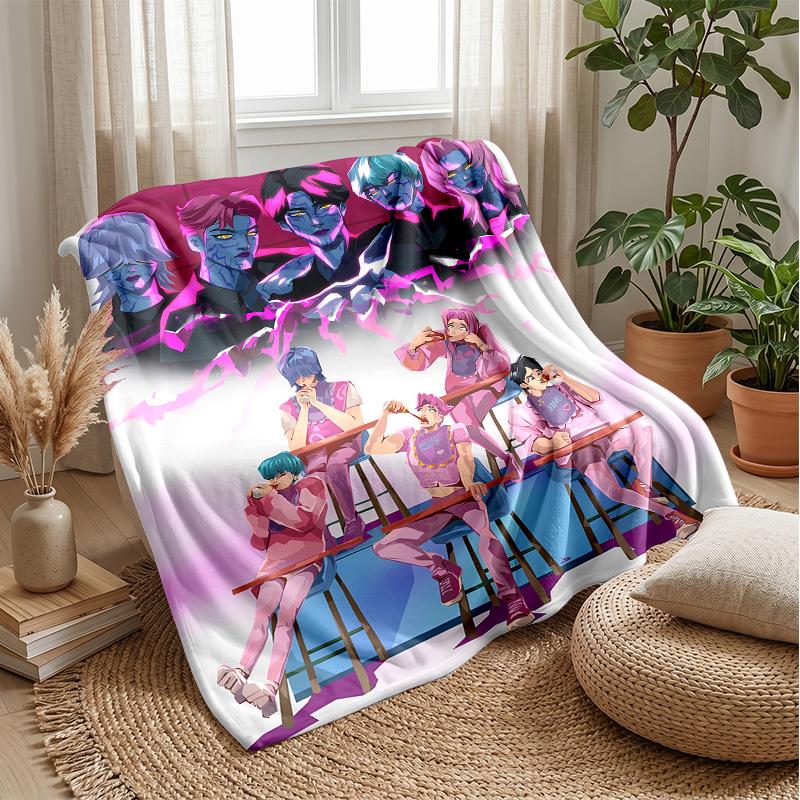 Coperta Morbida Calda Leggera in Flanella Stampata Kpop Demon Hunters Coperta per Tutte le Stagioni per Divano Letto Campeggio Decorazione Casa Regalo di Festa