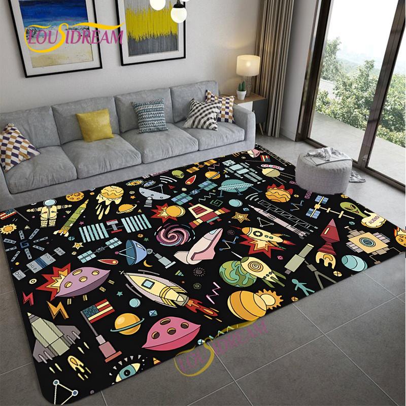 Cartoon Space Universe Planet Carpet for Living Room Bedroom Sofa Area Rug Kitchen Door Un-slip Floor Mat Alfombra Birthday gift