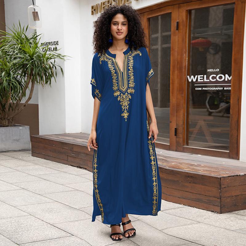 Cotton Embroidered Plus Size Beach Cover-up Dress