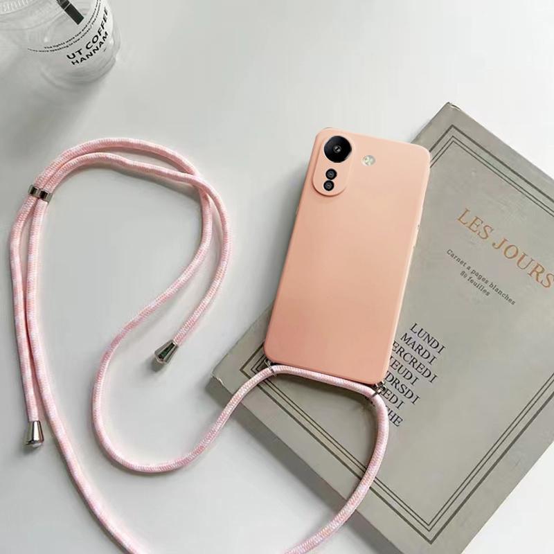 Náhrdelník Crossbody Popruh Šňůrka Silikonové Pouzdro Pro OPPO A80 5g A3 Pro 5g Globální CPH2639 Měkký Lanyard Zadní Kryt Fundas