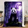 Panda Under Moonlit Bamboo Forest Print Blanket Soft and Cozy Perfect for the Living Room Bed Sofa or a Nap,gift