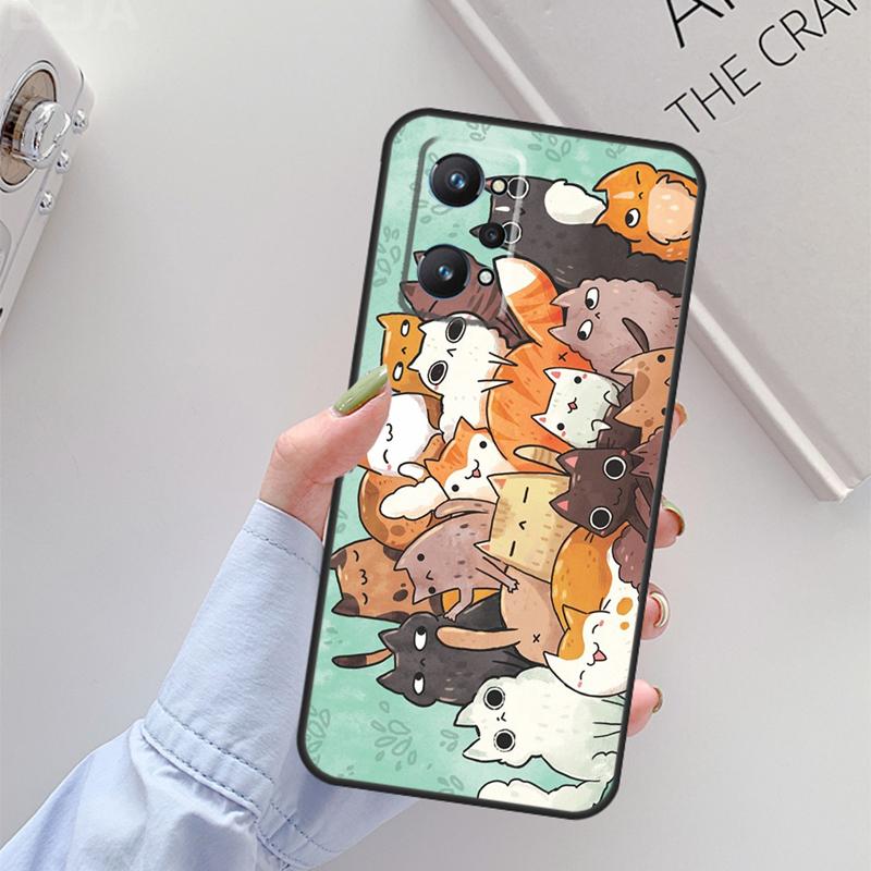 Cute Kawaii Cat For Realme GT Neo 3 2 8 9 Pro Plus 9i 8i Master Case For OnePlus 10 Pro 9 9R Nord2 Cover