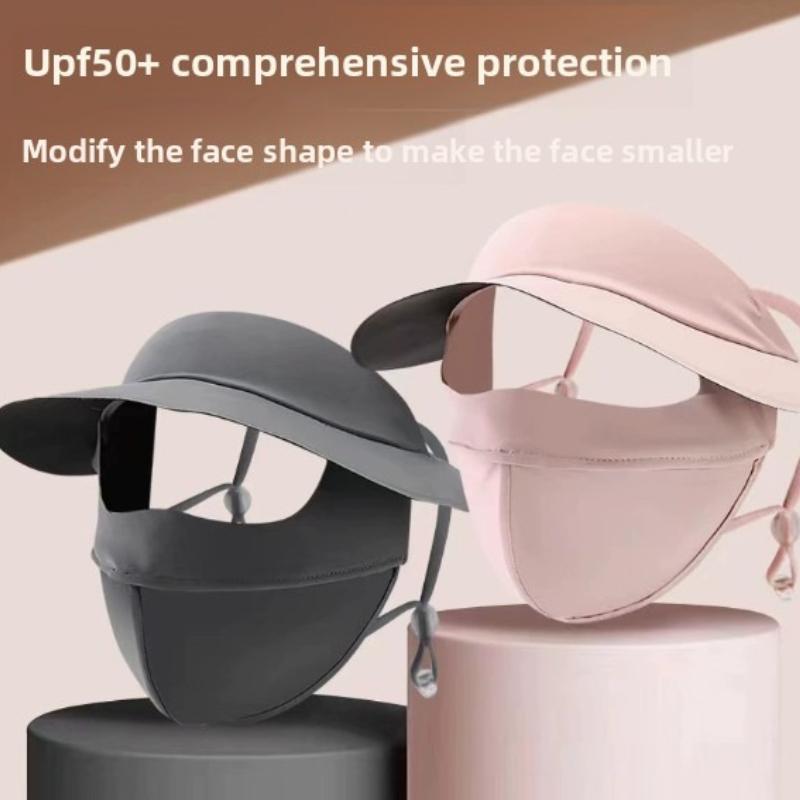 Summer UV protection Polyester Ice Silk Mask Portable Sunshade Breathable Sunscreen Mask Outdoor With Brim Sun Protection Hats