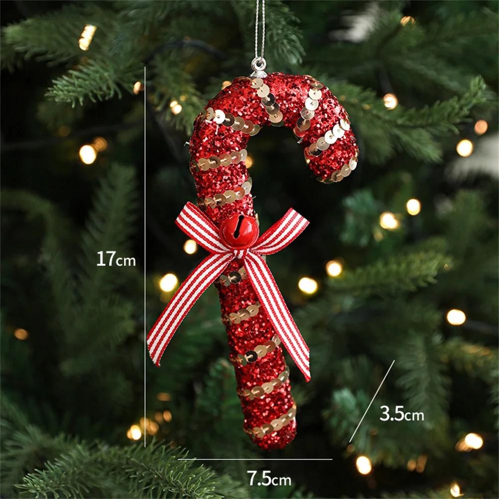 1/6Pcs Christmas Lollipop Candy Cane Pendant Xmas Tree Hanging Ball Ornaments Christmas Decorations for Home 2024 New Year Gift