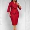 Women's new autumn fashion temperament elegant solid color large lapel O Tongle dress