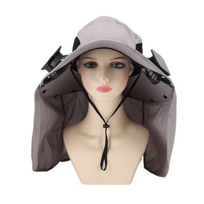 Solar Fan Hat Multifunctional Rain Proof Neck Flap Adjustable Air Volume Fishing Hat with Solar Fan