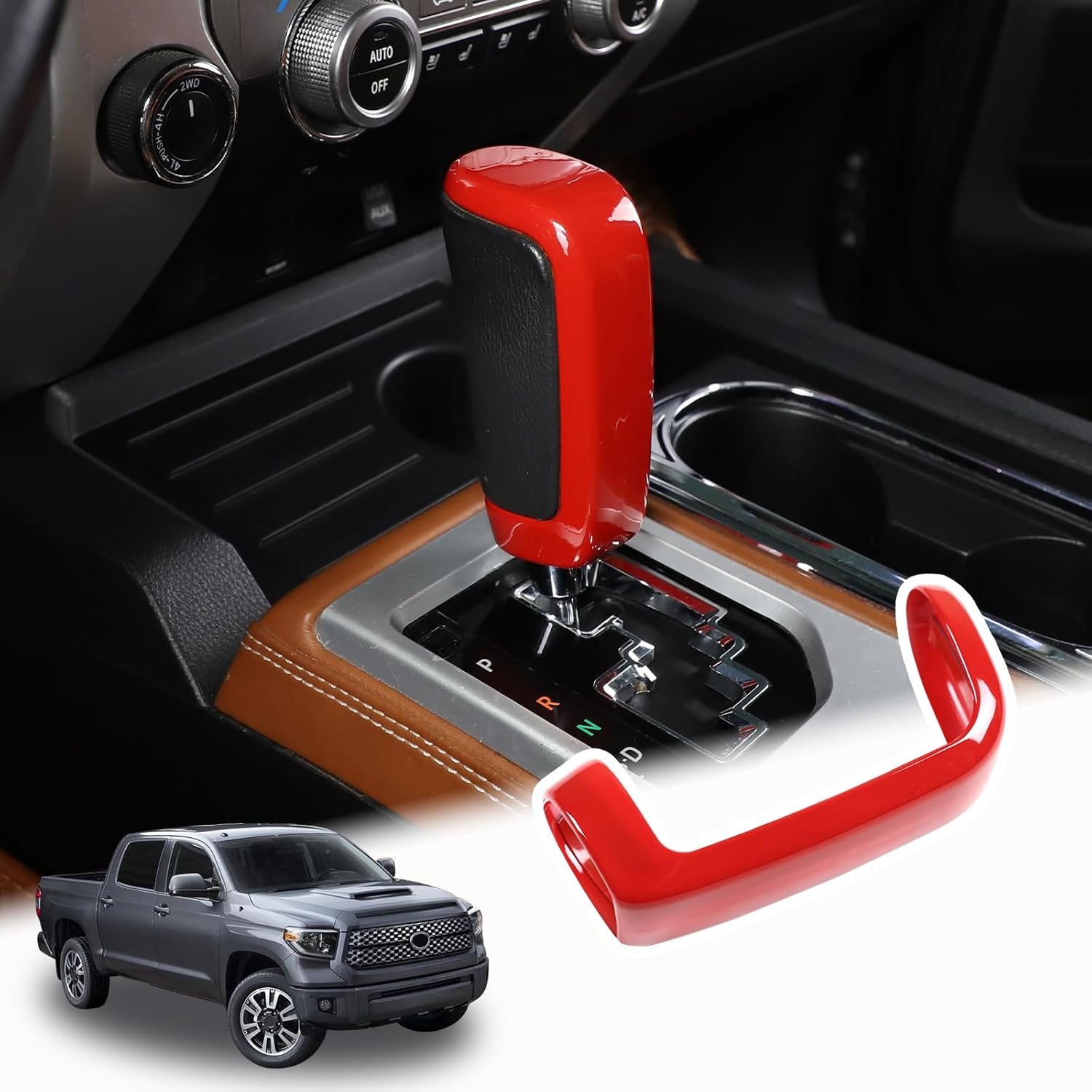 

LLKUANG Center Console Gear Shift Head Cover Trim FIt for Toyota Tundra 2014-2021 Car Accessories (Carbon fiber Pattern) красный