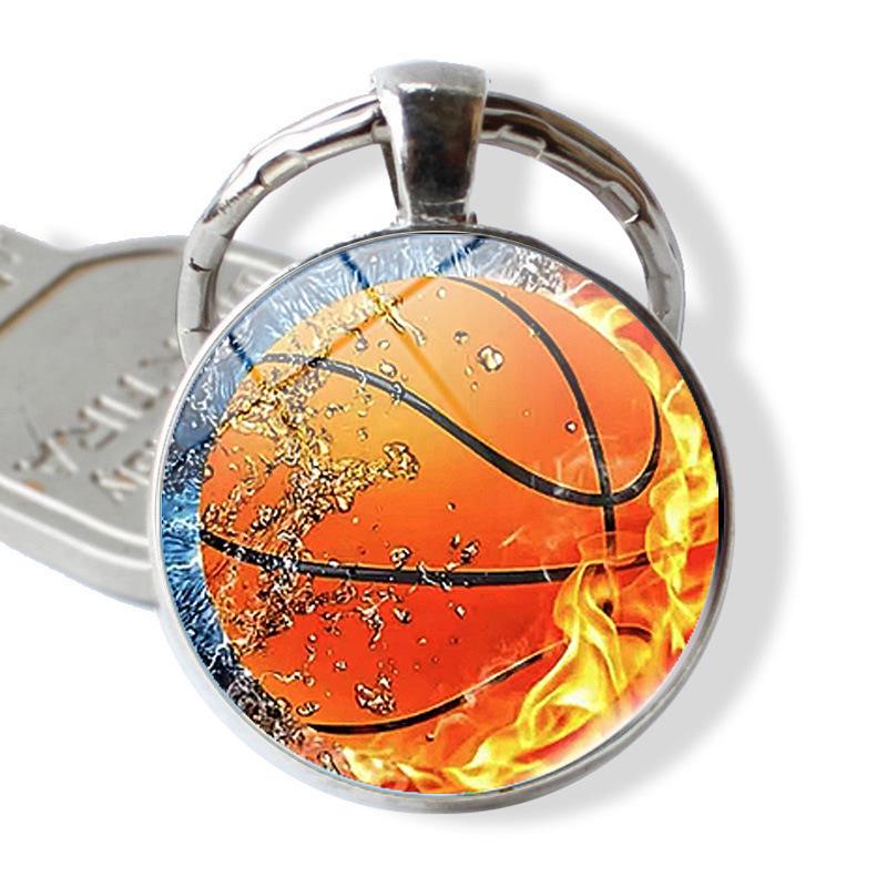 Basketball Layup Lover Keychain - Glass-Embossed Sports Gift