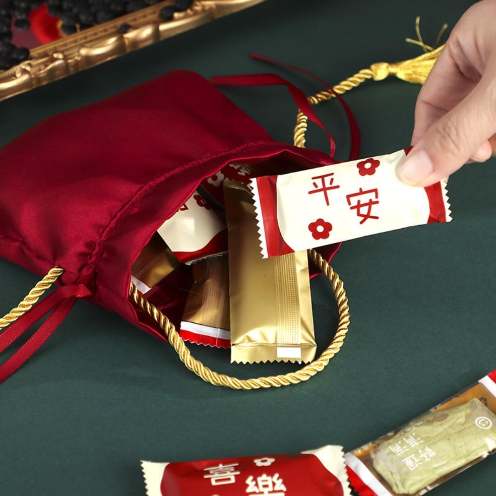 Velvet Sweets Chocolate Packing Bag Red Drawstring Pouch Handbag Wedding Candy Packaging Bags